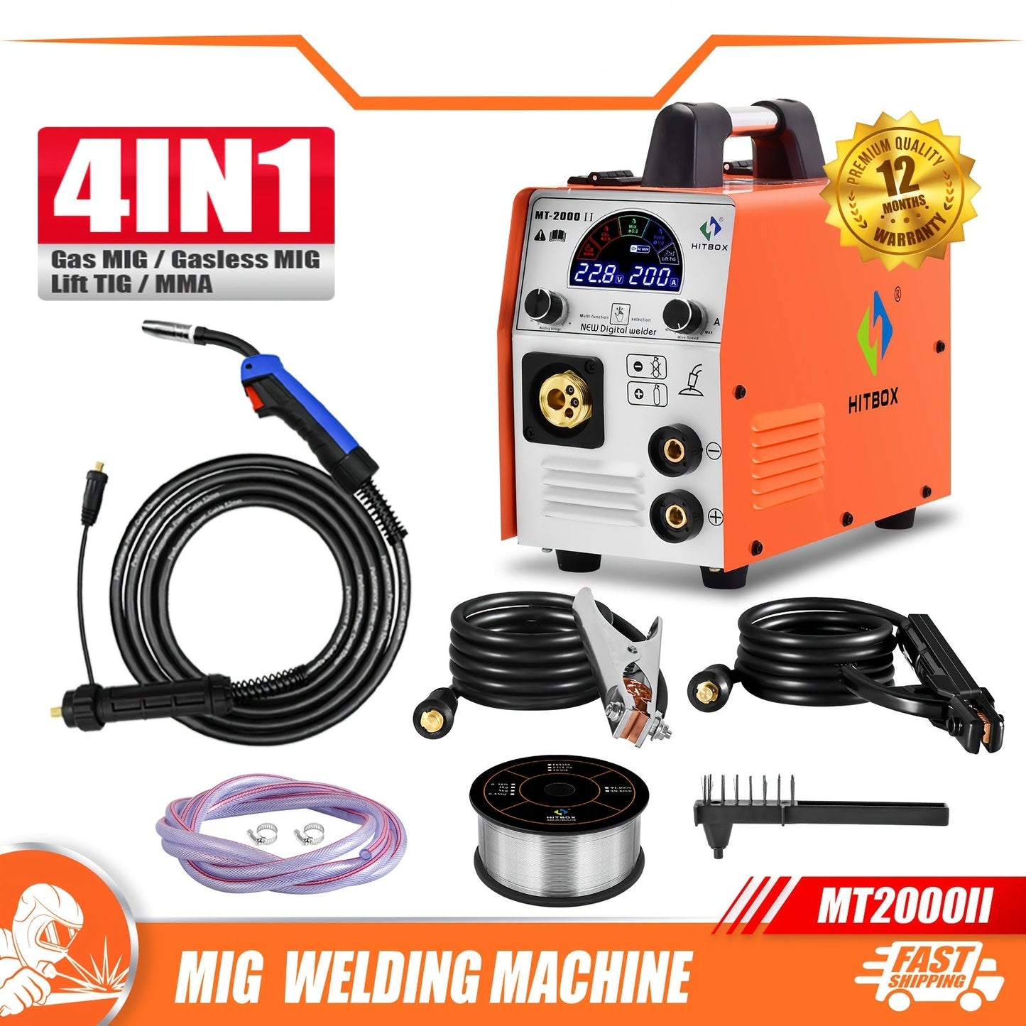 Lasapparaat – Mig-lasmachine – Tig-lasapparaat – Elektrode-lasapparaat – Multifunctioneel lasapparaat – 4-in-1 lasmachine – Digitale Display – Overbelastingsbeveiliging