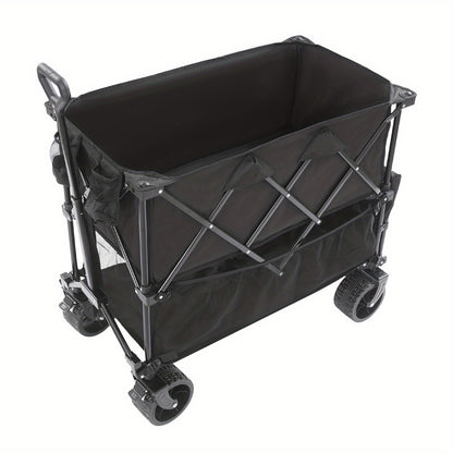 Campingkar – Bolderkar – Strandkar – Picknickkar – Tuinkar – Inklapbaar – Dubbel Laag Laadvlak – Draagvermogen 150 kg – Metalen Frame – Zwart