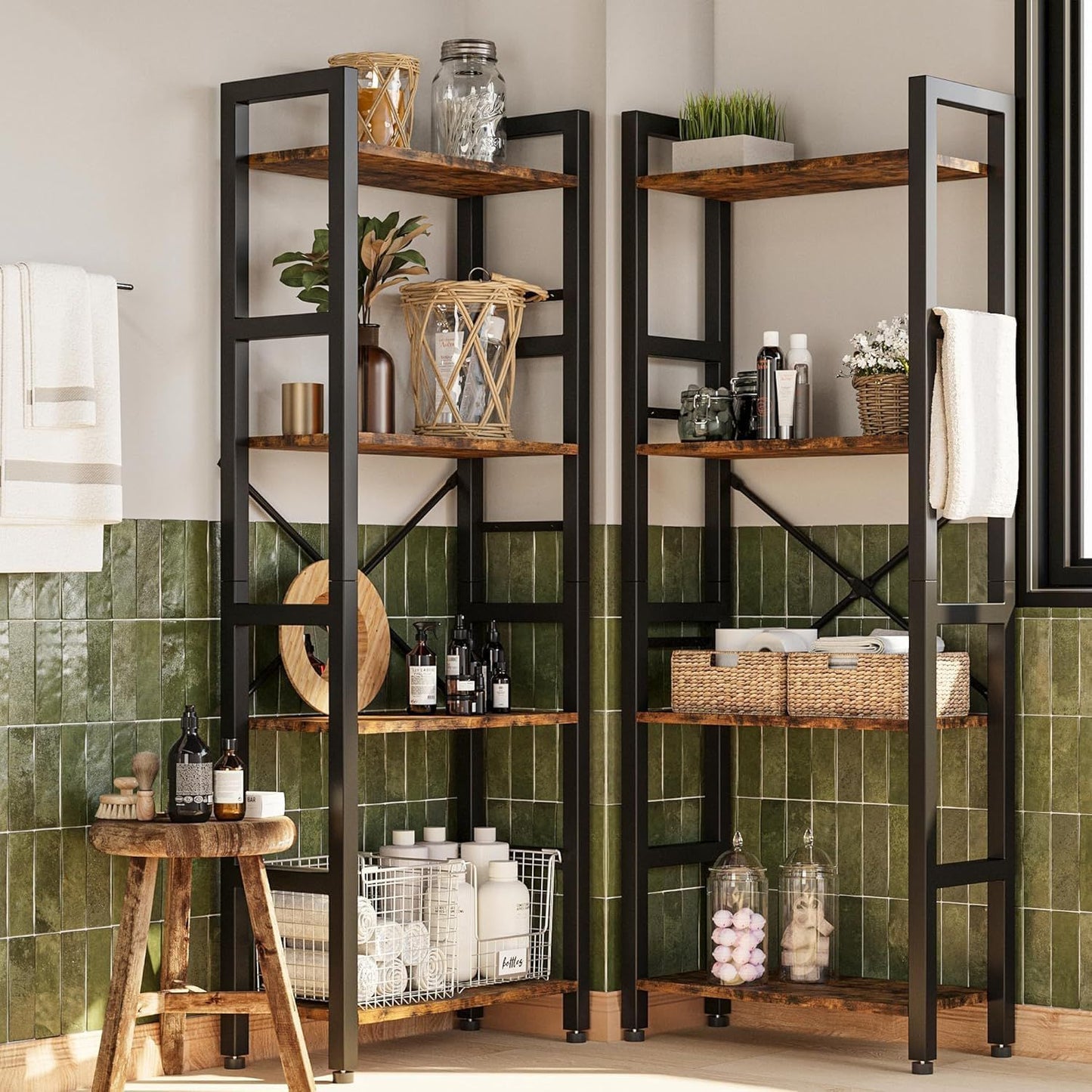 Large Modern 4-Tier Bookshelf with Display Shelf - Heavy-Duty & Metal Frame Bookcase, Freestanding Tall Shelf Unit Suitable for Living Room, Bedroom, Home Office - Assembly, Space-Saving Furniture