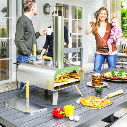 Outdoor Pizza Oven – Mobiele Pizza Oven – Draagbare Pizza Oven – Buitenoven – Pizza Grill – Roestvrij Staal – Inklapbare Poten – Pizzasteen & Schoorsteen