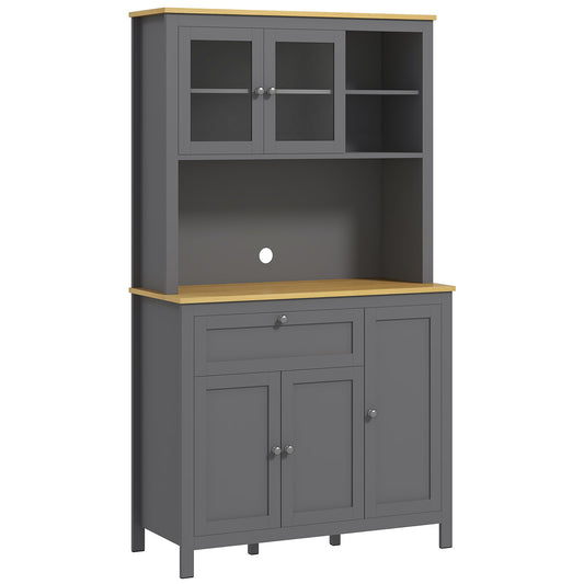 Keukenkast – Keukenmeubel – Opbergkast – Buffetkast – Kast – Modern Design – Verstelbare Planken & Kabelbeheer – 100x40x180 cm – Grijs