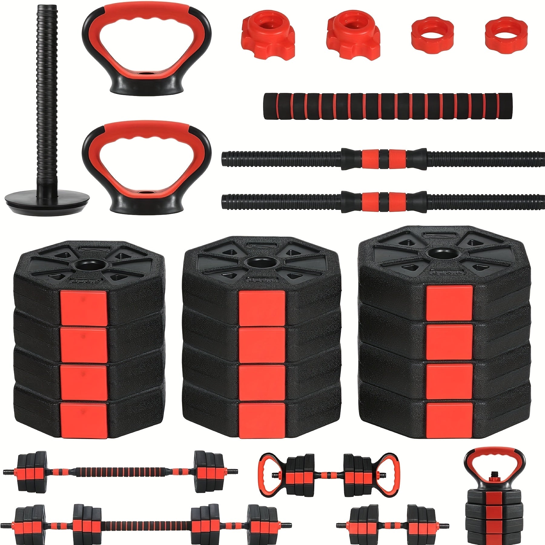 Verstelbare Dumbbell – Halterset – Dumbbells – Kettlebell – Push-Up Stand – 1,8 tot 19,96 kg Verstelbaar – Duurzaam PE & IJzer – Compacte Home Gym Set - QUORE