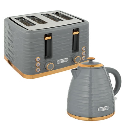 2-in-1 Broodrooster en Waterkoker – Toaster – Kettle – Ontdooien – Opwarmen – Grijs – 7 Bruiningsniveaus – Compact Design