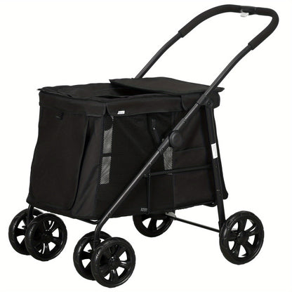 Hondenfietsaanhanger – Hondenfietskar – Hondenbuggy – Dierenkar – Fietskar – 3-in-1 Design – Stevig IJzeren Frame – Geschikt tot 10 kg – Grijze Oxford Stof – Reflectoren & Veiligheidsvlag
