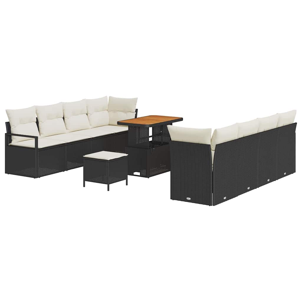Tuinset – Loungeset – Zitgroep – Tuinmeubelen – Buitenmeubels – Poly Rattan – 6 Personen – Weerbestendig Met Kussens - Zwart/Cremewit