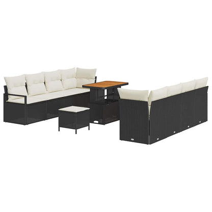Tuinset – Loungeset – Zitgroep – Tuinmeubelen – Buitenmeubels – Poly Rattan – 6 Personen – Weerbestendig Met Kussens - Zwart/Cremewit