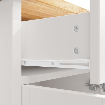 Keukeneiland – Keukenwagen – Serveerwagen – Buffetkast – Eettafel – Verstelbare Planken – Verrijdbaar Met Remmen – 140x73x93,5 cm – MDF & Veiligheidsglas