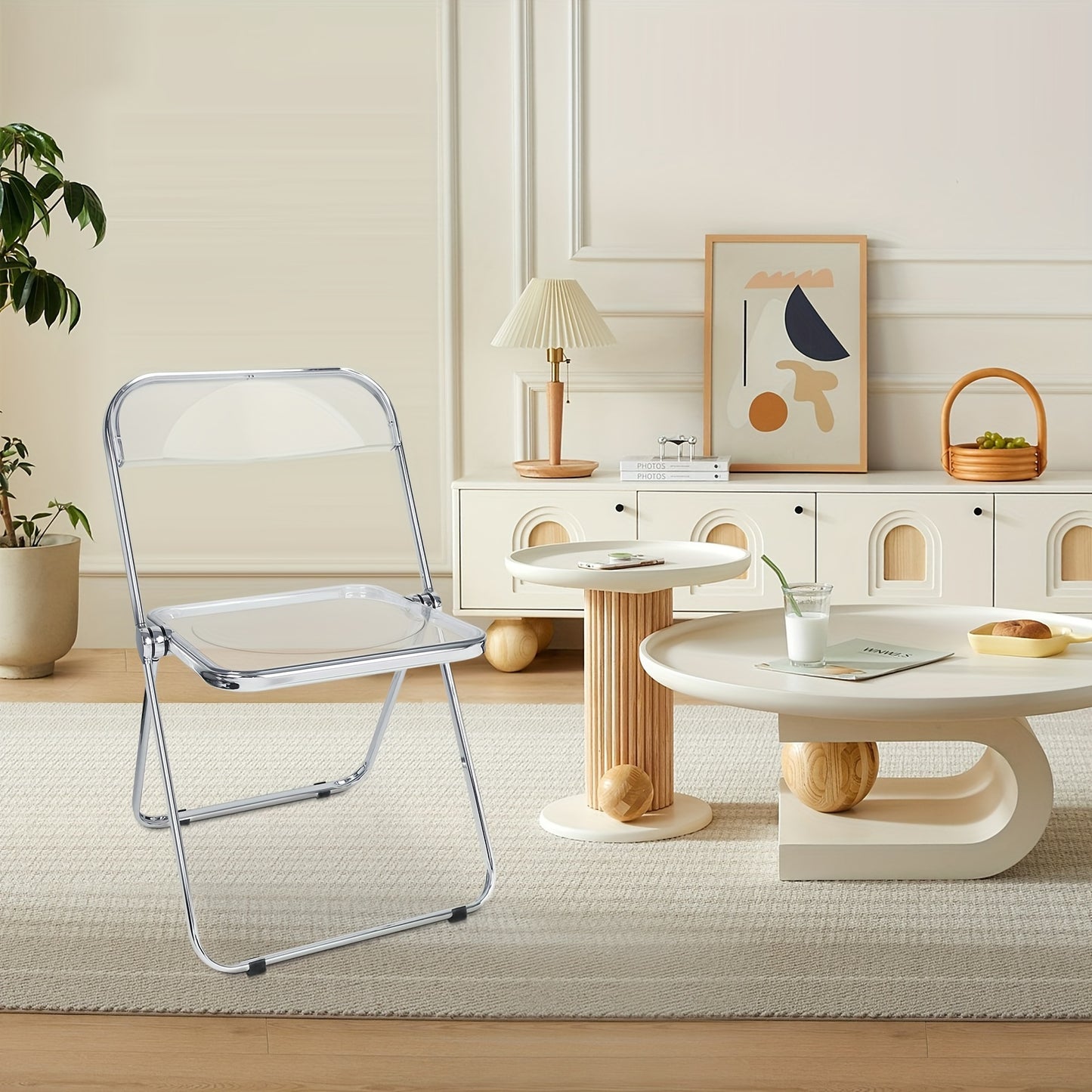 Space-Saving Acrylic Chair with Backrest Transparent Design | No Assembly Chair| Multi-Purpose Chair for Dining/Desk/Vanity | 150kg Load Capacity | Home Office Chair Transparent Minimalist Style, Dining Desk Vanity Chair, Spa
