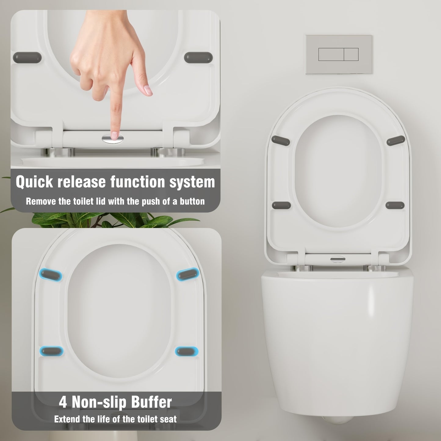 Wandtoilet – Hangtoilet – Toiletpot – Hangend Toilet – Diepspoel Toilet – Spoelrandloos – Softclose Bril – Keramiek – Ruimtebesparend Design – 51 cm Wit