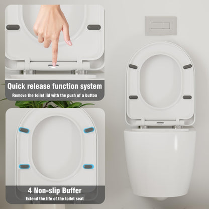 Wandtoilet – Hangtoilet – Toiletpot – Hangend Toilet – Diepspoel Toilet – Spoelrandloos – Softclose Bril – Keramiek – Ruimtebesparend Design – 51 cm Wit
