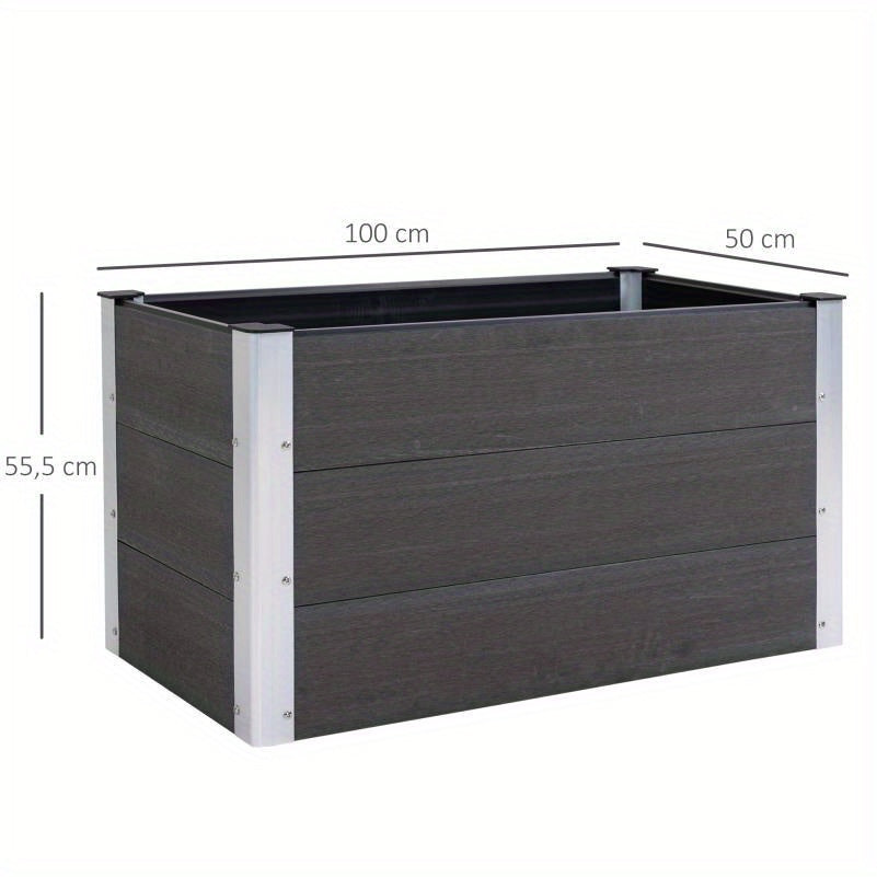 Verhoogde Plantenbak – Tuinbak – Plantbed – Bloembak – Moestuinbak – Weerbestendig WPC & Aluminium – 100x50x50 cm – Zonder Bodem – Makkelijk Montage