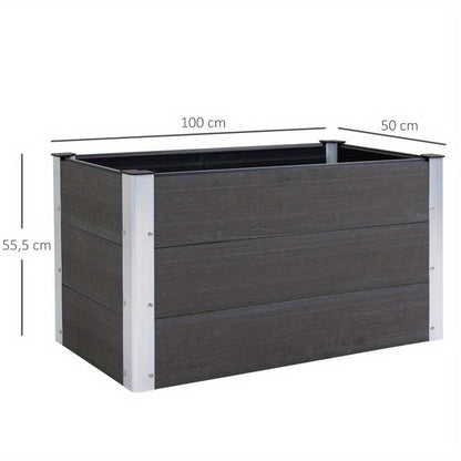 Verhoogde Plantenbak – Tuinbak – Plantbed – Bloembak – Moestuinbak – Weerbestendig WPC & Aluminium – 100x50x50 cm – Zonder Bodem – Makkelijk Montage