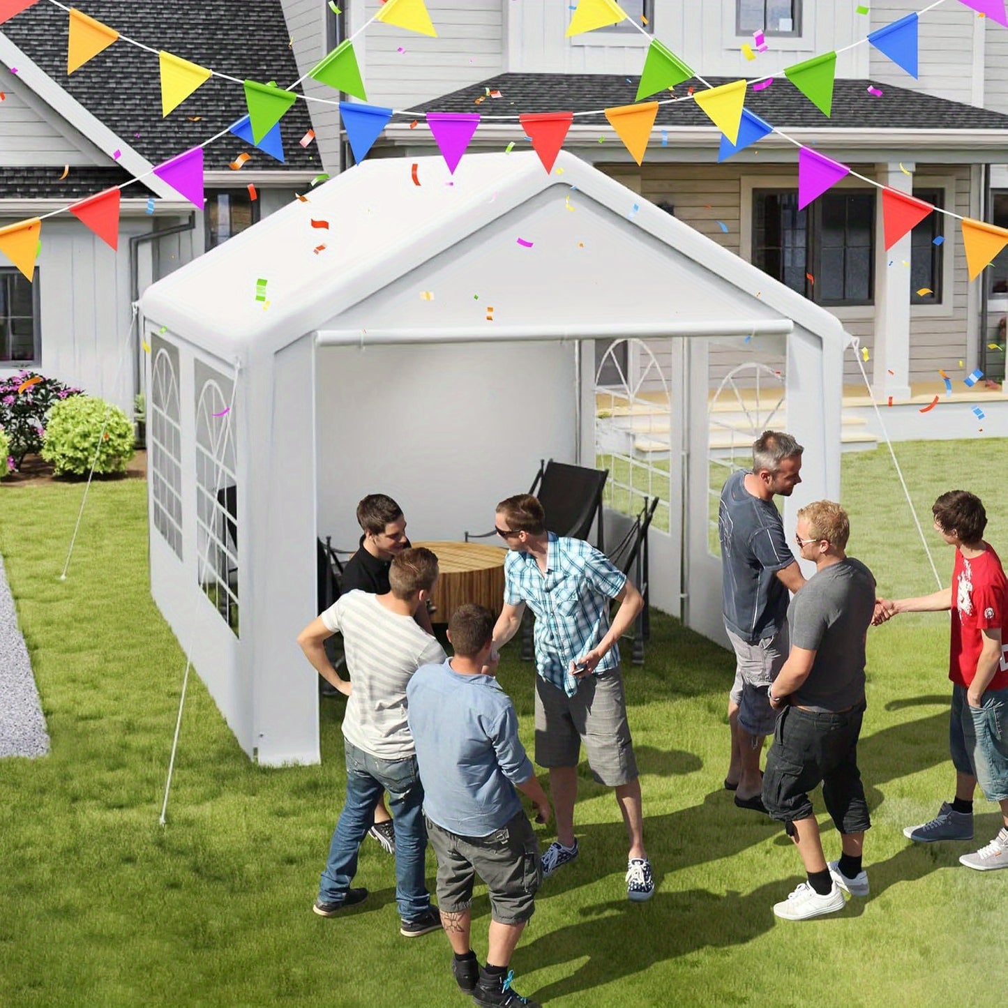 Partytent – Feesttent – Tuin Tent – Evenementen Tent – Gazebo – Verwijderbare Zijwanden – Stevig Met Koude- En Zonbescherming – 4x6 Meter