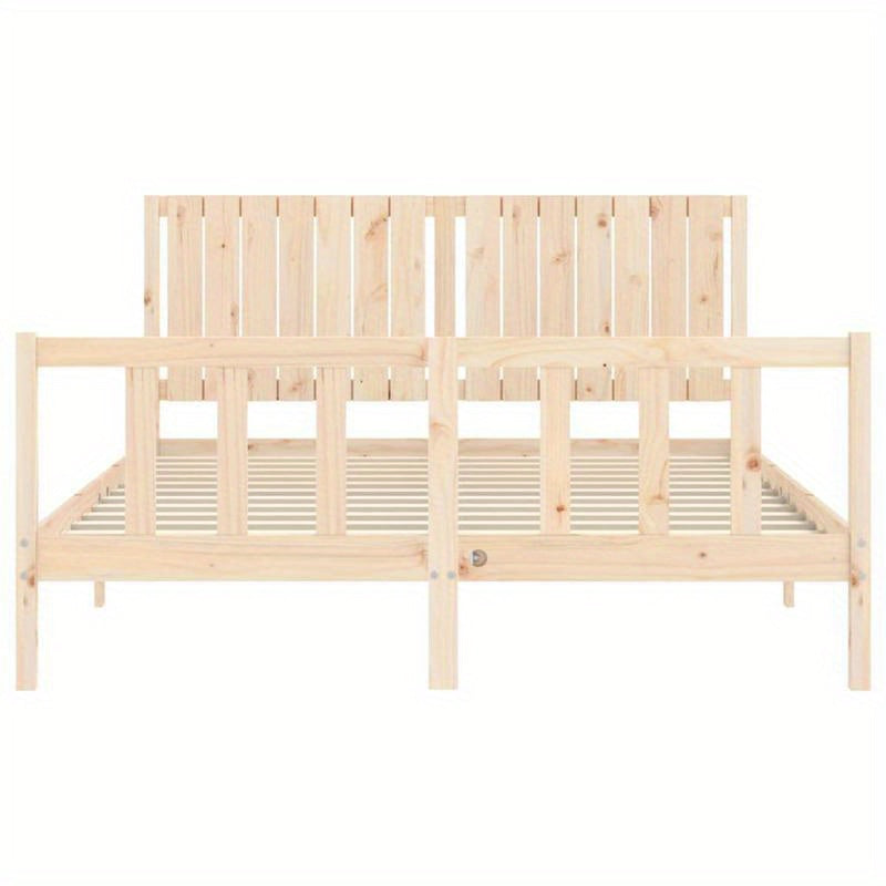 Contemporary Wooden Bed Frame 160x200cm - Solid Pine, Removable & Durable, Easy Assembly, Minimalist Design with Headboard & Footboard, Perfect for Modern Bedroom Decor, Bedroom Furniture, Sleek Headboard, Sturdy Construction