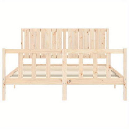 Contemporary Wooden Bed Frame 160x200cm - Solid Pine, Removable & Durable, Easy Assembly, Minimalist Design with Headboard & Footboard, Perfect for Modern Bedroom Decor, Bedroom Furniture, Sleek Headboard, Sturdy Construction