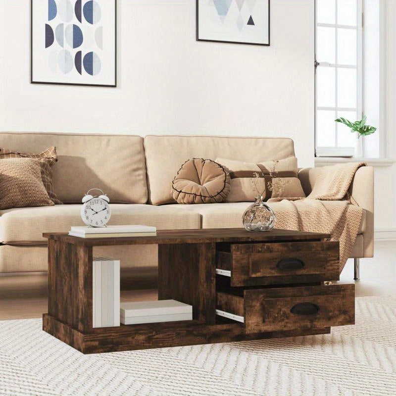 Coffee Table 90X50X35 Cm Edited Wood Gerookt Oak-Colored Practical, Removable, Suitable for All Seasons