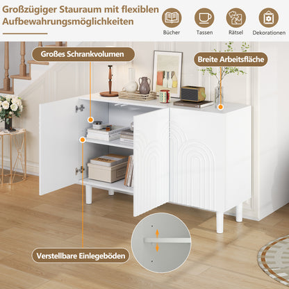 Sideboard – Dressoir – Opbergkast – Kast – Kasten – Wit MDF – 120 x 38,5 x 79 cm – Verstelbare Planken & 16 cm Poten
