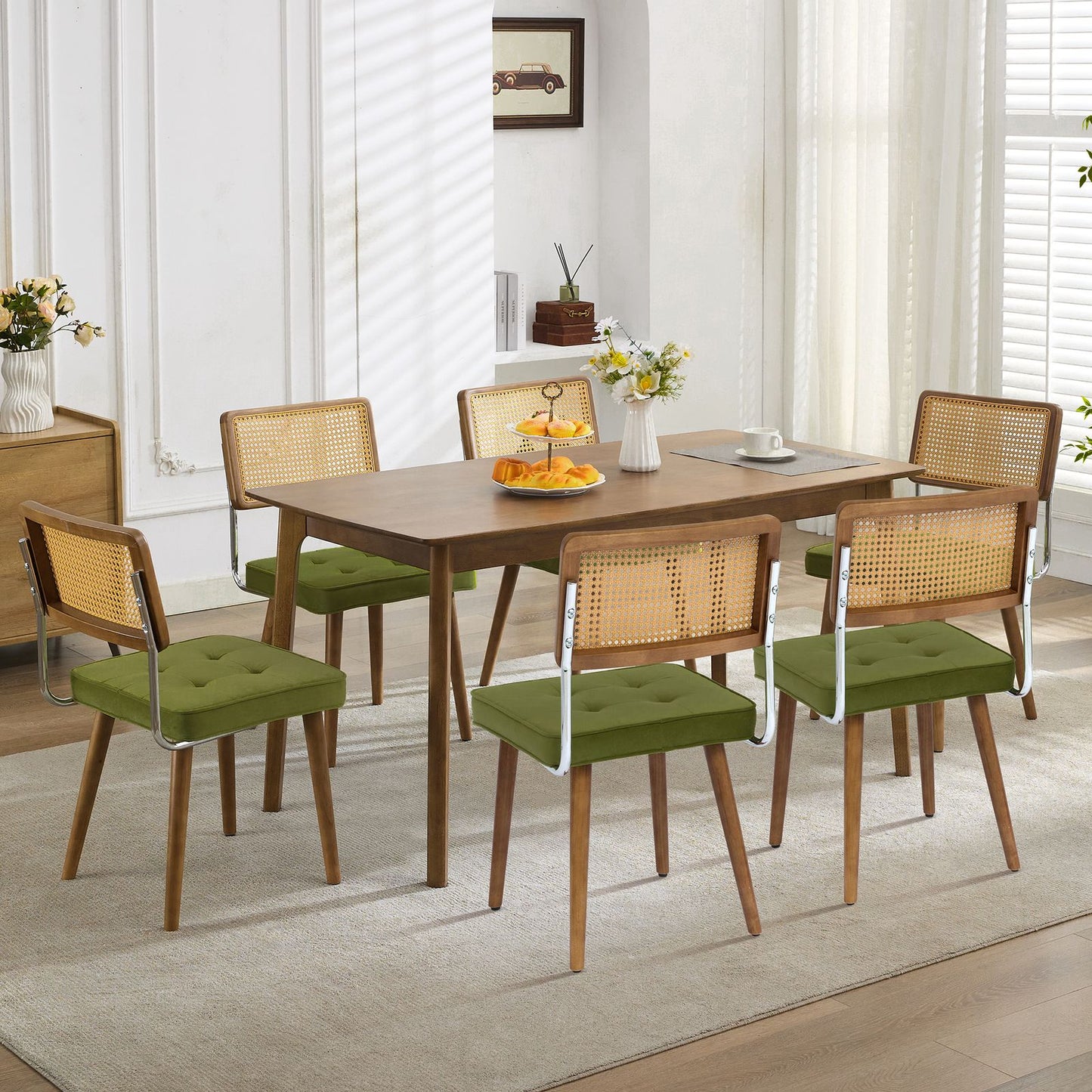 Set of 2 Modern Boho Dining Chairs with Legs - Mid-Century Contemporary Kitchen Table Chairs Suitable for Living Room, Coffee Bar, Restaurant - Sturdy Furniture