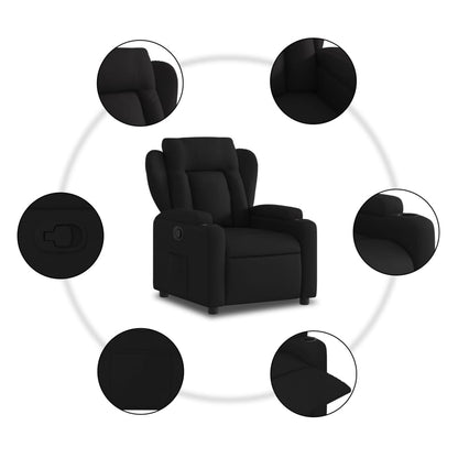 Elektrische Relaxfauteuil – Elektrische Relaxstoel – Sta-op Stoel – Verstelbare Fauteuil – Relaxstoel – 135 Graden Kantelbaar – Zwart Stof Metalen Onderstel