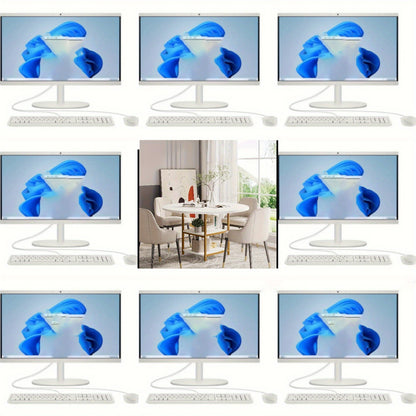 Ronde Eettafel – Keukentafel – Tafel Voor Eetkamer – Kleine Eettafel – Ronde Keukentafel Wit Goud – 47 Inch Voor 4 Personen – Met 2-Delige Opbergruimte – Duurzaam Engineered Hout