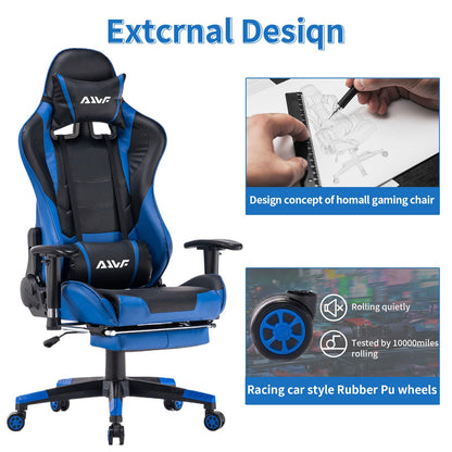 Gamingstoel – Gamestoel – Gaming Chair – Game Stoel – Bureaustoel – Volledig Verstelbare Rugleuning – Uitschuifbare Voetsteun – Rood Kunstleer – Ergonomisch