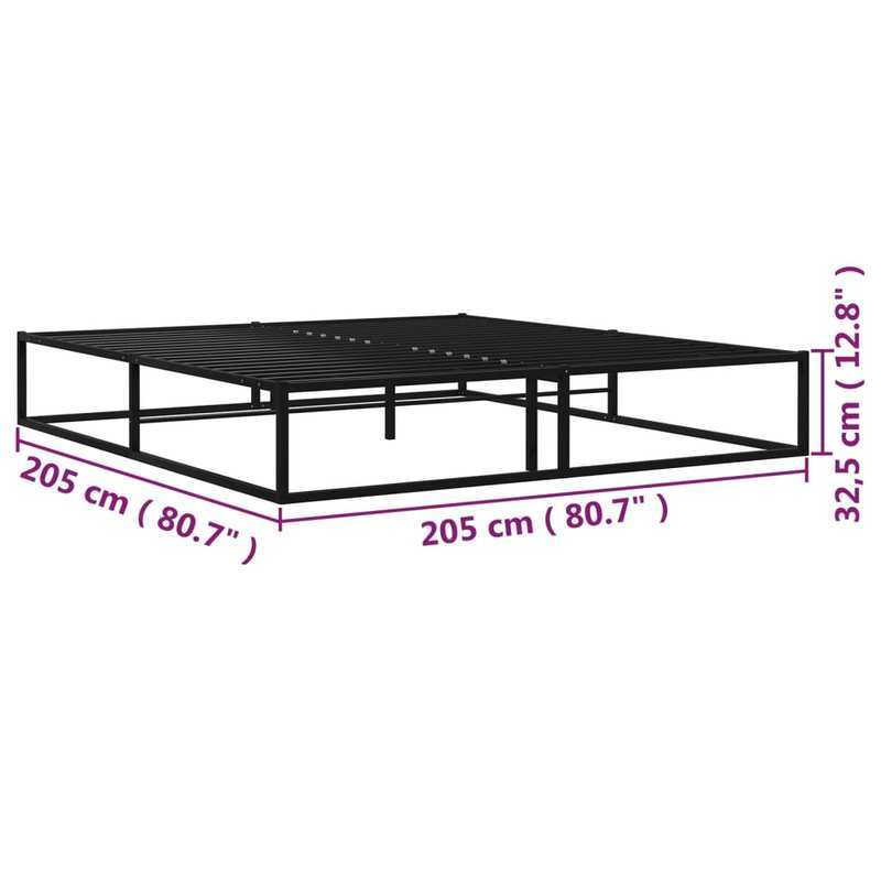 Zwart Metalen Bedframe – Platformbed – Bed Frame Met Opbergruimte – Industrieel Bed – King Size Bedframe – Extra Groot 200x200 cm – Stevige Constructie – Laag Profiel Design