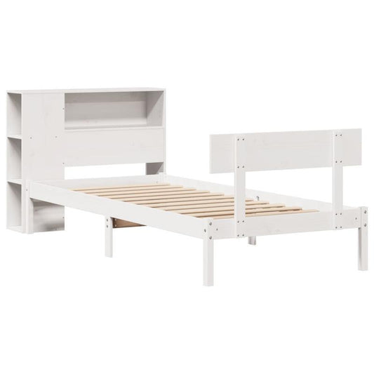 Solide Houten Bedframe – Eenpersoonsbed – Slaapbank – Bedombouw – Bedframe 90x200 cm – Wit – Verwijderbaar Hoofdeind & Voetbord – Geen Matras Nodig – Eenvoudig Te Monteren