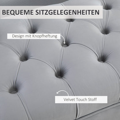 Poef – Opbergpoef – Zitzak – Voetenbankje – Kruk – Fluwelen Bekleding – Lichtgrijs – Met Opbergruimte – Verhoogde Metalen Poten – 118x45x42 cm