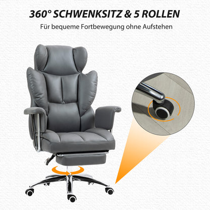 Bureaustoel – Ergonomische Stoel – Office Chair – Draaistoel – Bureau Stoel – Verstelbare Rugleuning – Uitschuifbare Voetensteun – Lichtgrijs – Max 120 kg