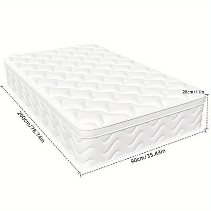 Matras – Pocketveringmatras – Koudschuimmatras – Eenpersoonsmatras – Tweepersoonsmatras – 90x200 cm – 25 cm Hoogte – Zone Pocketvering – Afritsbare Wasbare Katoenen Hoes