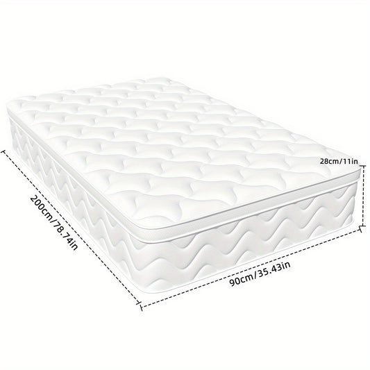 Matras – Pocketveringmatras – Koudschuimmatras – Eenpersoonsmatras – Tweepersoonsmatras – 90x200 cm – 25 cm Hoogte – Zone Pocketvering – Afritsbare Wasbare Katoenen Hoes