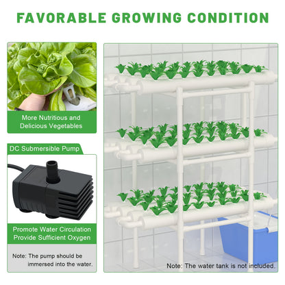 Hydroponische Kweekset – Verticale Tuin – Hydrocultuur Systeem – Kruidentuin – Groentekweker – Wit PVC – 108 Plantplaatsen – Waterbesparend & Ruimtebesparend