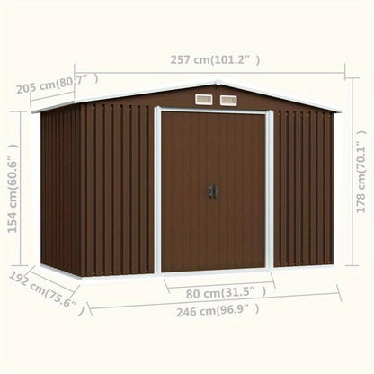 Tuinberging – Tuinhuisje – Tuinschuur – Berging – Opslagruimte – Staal – 257x205x178 cm – Bruin – Weerbestendig – Ruim