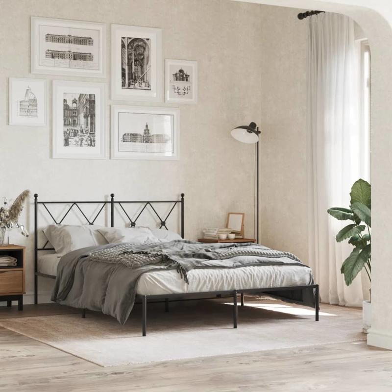 Metal Bed Frame with Headboard, 140X190 Cm