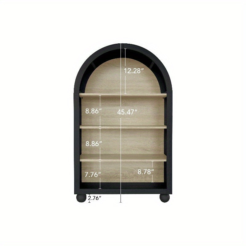 Boekenplank – Boekenkast – Wandrek – Opbergrek – Boekendisplay – Modern Zwart Metaal – 120 cm Hoog – Gebogen Arch Design