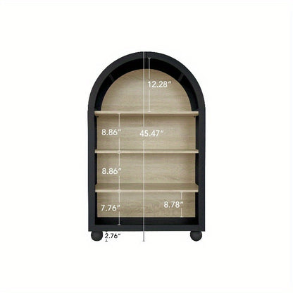 Boekenplank – Boekenkast – Wandrek – Opbergrek – Boekendisplay – Modern Zwart Metaal – 120 cm Hoog – Gebogen Arch Design