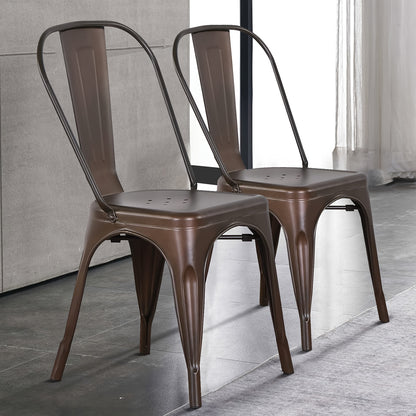 Barkrukken – Bistro Stoelen – Barstoelen – Keukenstoelen – Eetkamerstoelen – Set van 4 – Industrieel Design – Metalen Frame & Rugleuning – Zithoogte 44 cm – Stevig & Onderhoudsvriendelijk