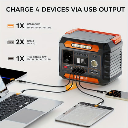 Powerbank – Draagbare Accu – Energiebron – Power Station – Noodstroomvoorziening – 300W Vermogen – 230,88Wh Lithiumbatterij – LED Lamp – Digitaal Display – Compact & Lichtgewicht