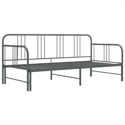 Uittrekbare Slaapbank – Slaapbank Bedbank Slaapsofa Logeerbank – Grijs – Ruimtebesparend – Stevig Metaal & Hout – 90x200 cm – Industrieel Design