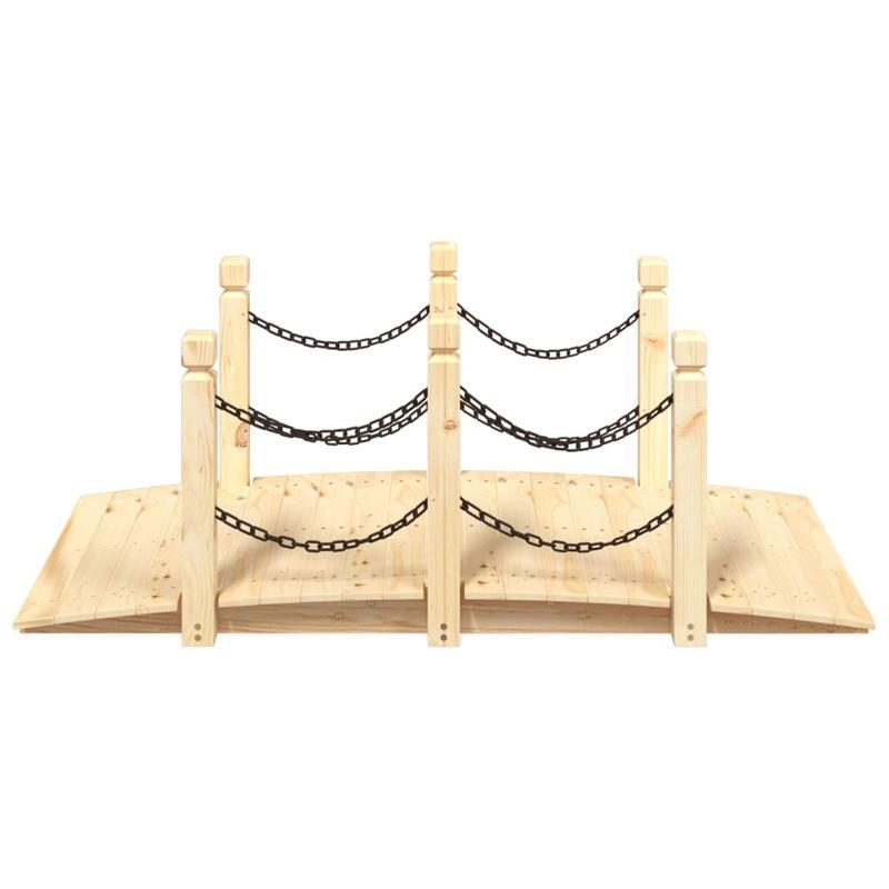 Solid Fir Wood Garden Bridge with Chain Railing - 150x67x56cm Outdoor Patio Deck, Weather-Resistant Natural Wood Design for Garden, Patio, or Backyard - Durable & Easy-Clean Surface, Patio Furniture, Patio Decor, Elegant Wood
