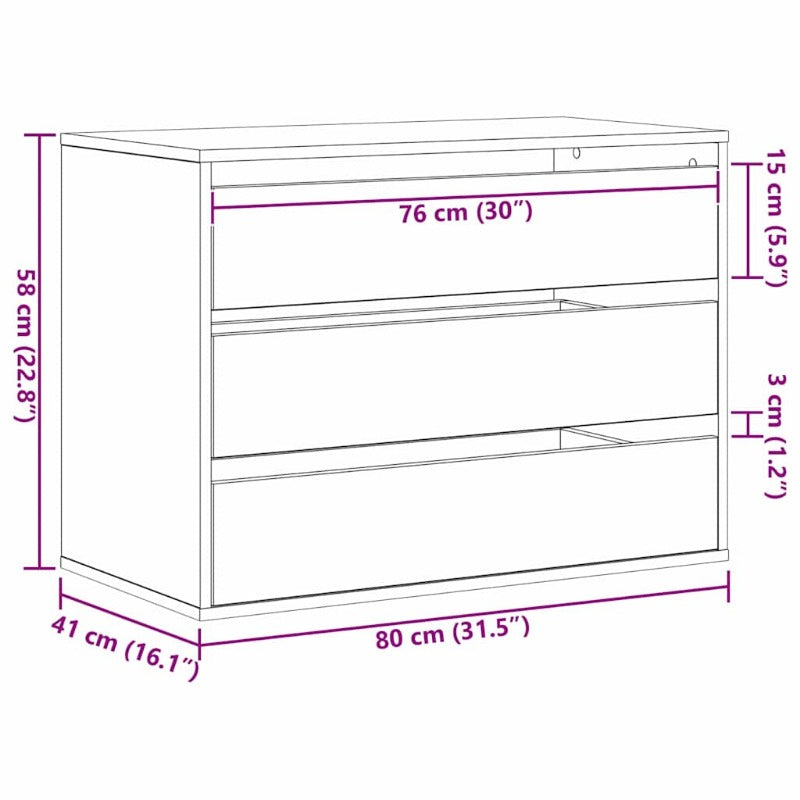 Modern Minimalist Black Oak Wooden Chest of Drawers - 80cm Height x 41cm Width x 58cm Depth, Lockable Storage Cabinet with Smooth Sliding Drawers, Floor-Standing Organizer for Bedroom, Living Room & Home Office, Space-Saving