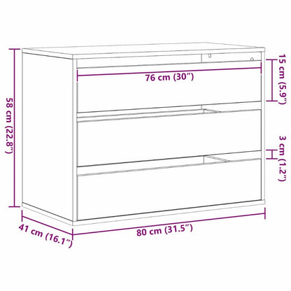 Modern Minimalist Black Oak Wooden Chest of Drawers - 80cm Height x 41cm Width x 58cm Depth, Lockable Storage Cabinet with Smooth Sliding Drawers, Floor-Standing Organizer for Bedroom, Living Room & Home Office, Space-Saving