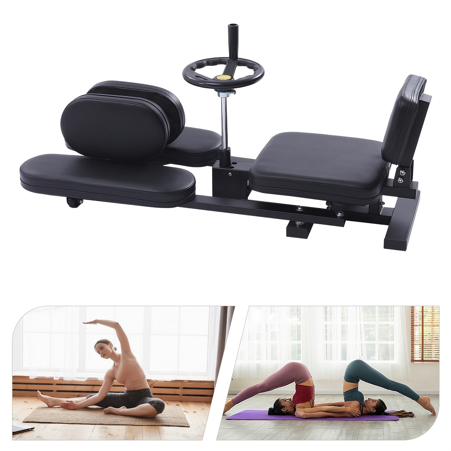 Leg Stretcher – Benenstretcher – Stretchapparaat – Flexibiliteitstrainer – Spierherstelapparaat – Zwart – Stalen Frame 99,79 KG – Ergonomische Kussens