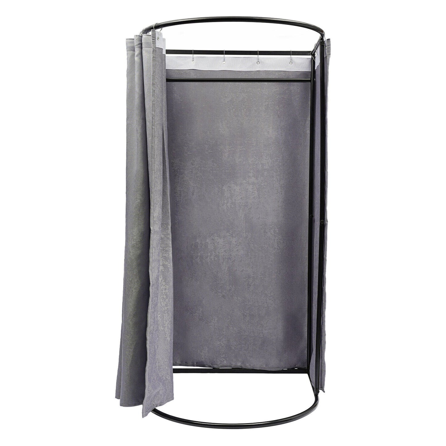 Omkleedcabine – Kleedruimte – Omtrek – Omkleedhoek – Kleedscherm – Vrijstaand – Verduisterend Gordijn – Stevig Metalen Frame – Compact En Gemakkelijk Te Monteren – Modern Grijs