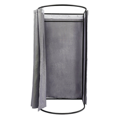 Omkleedcabine – Kleedruimte – Omtrek – Omkleedhoek – Kleedscherm – Vrijstaand – Verduisterend Gordijn – Stevig Metalen Frame – Compact En Gemakkelijk Te Monteren – Modern Grijs