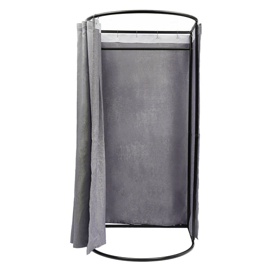 Omkleedcabine – Kleedruimte – Omtrek – Omkleedhoek – Kleedscherm – Vrijstaand – Verduisterend Gordijn – Stevig Metalen Frame – Compact En Gemakkelijk Te Monteren – Modern Grijs