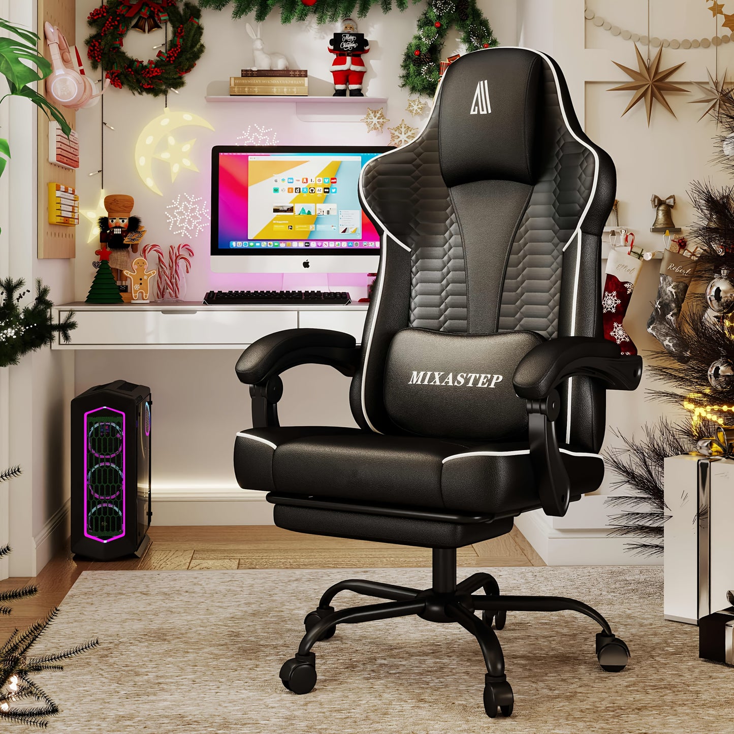 Gaming stoel – Gaming chair – Bureaustoel – Computestoel – Gamerstoel – Wit – Ergonomisch Design – 360 Graden Draaibaar