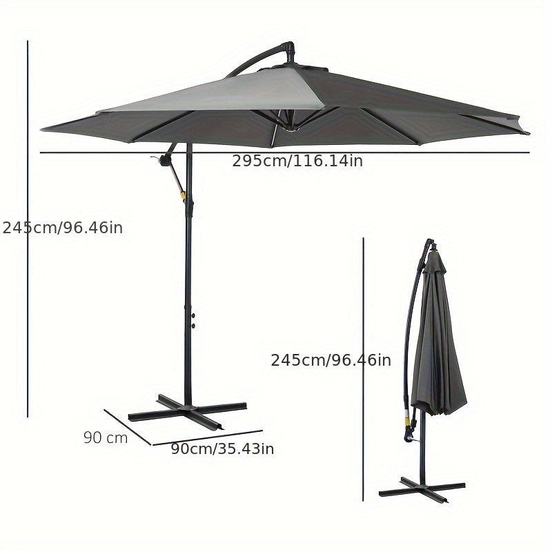 Buitenparasol – Tuinparasol – Zonnescherm – Parasoldoek – Grijs – Stalen Frame – Polyester Doek – 2,95x2,45 Meter