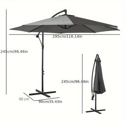 Buitenparasol – Tuinparasol – Zonnescherm – Parasoldoek – Grijs – Stalen Frame – Polyester Doek – 2,95x2,45 Meter