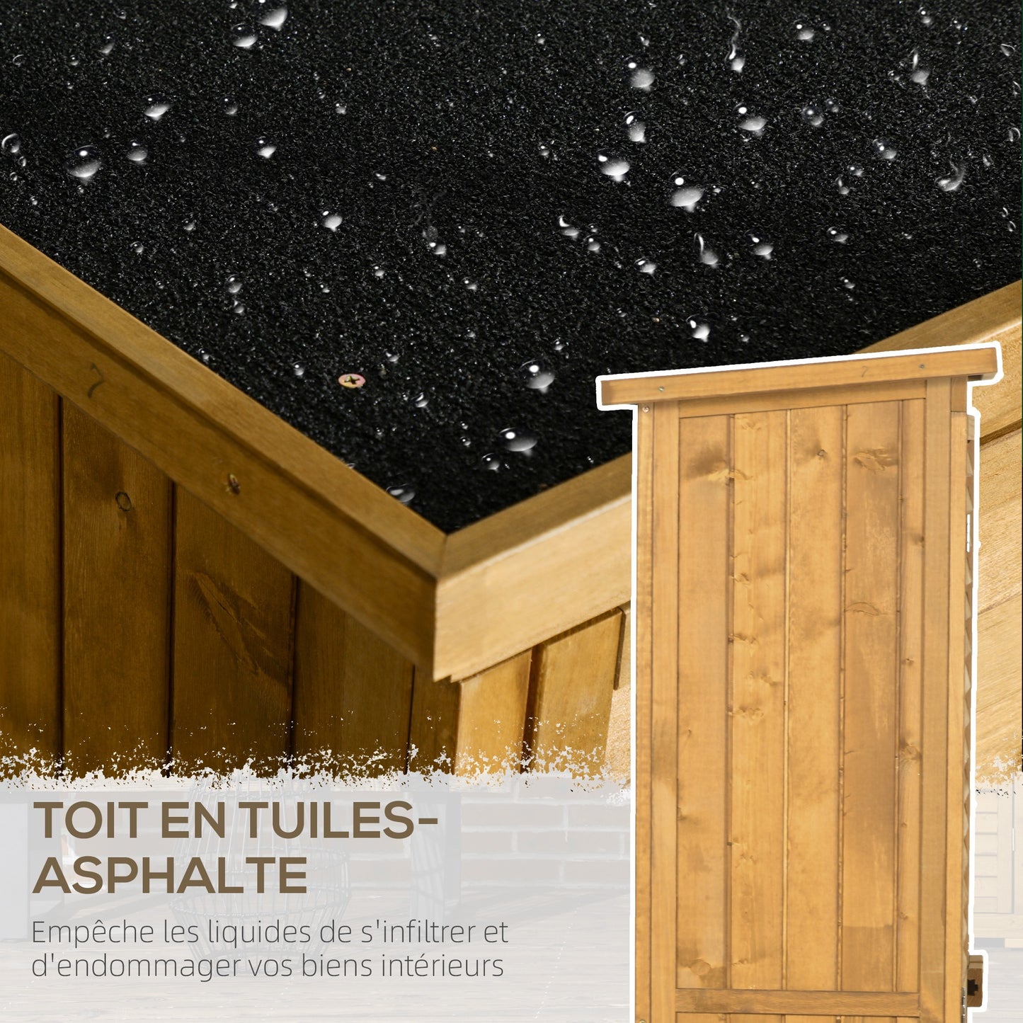 Tuinhuisje – Tuinschuur – Tuinberging – Tuinkast – Tuinopberger – Houten Tuinhuisje op Poten – Schuine Bitumen Dakbedekking – 87x47x160 cm